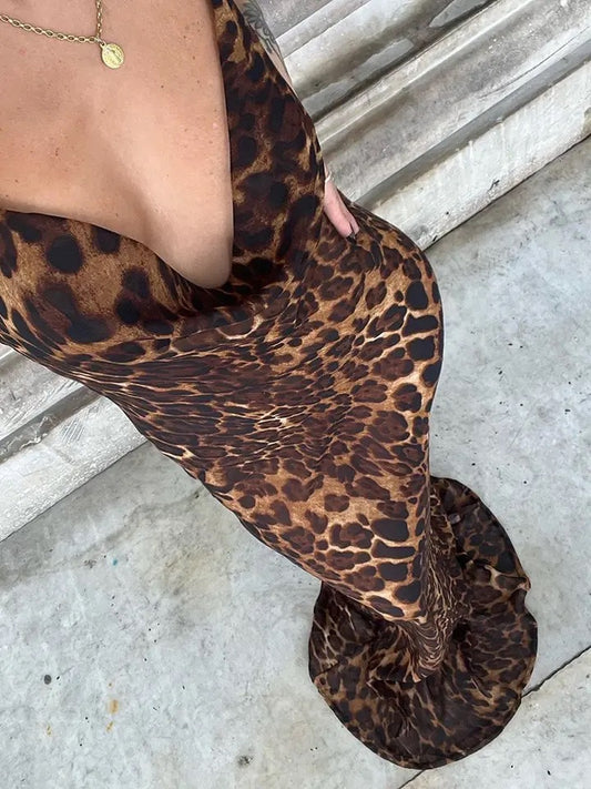 Leopard Mesh Maxi Dress