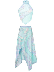 Milano Asymmetrical Satin Skirt Set