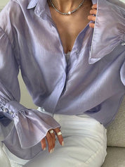 Sheer Summer Button Down Blouse