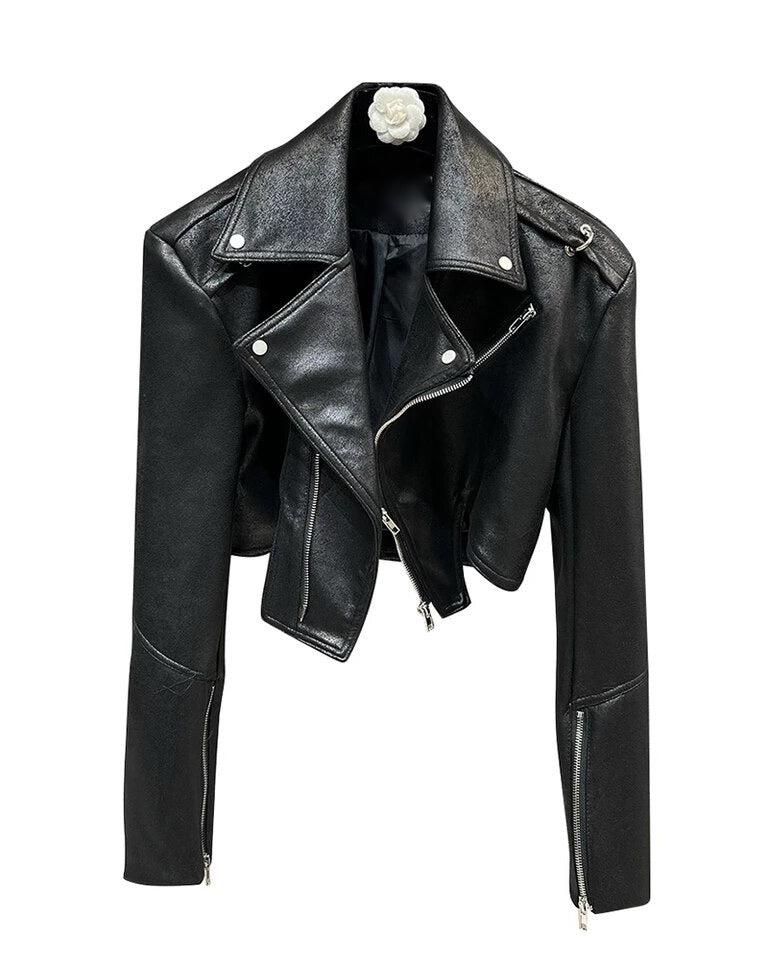 Faux Crop Moto Jacket
