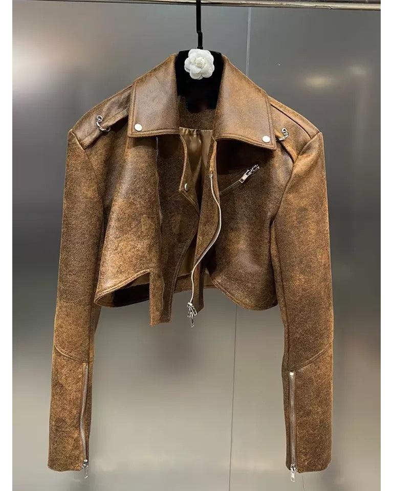 Faux Crop Moto Jacket
