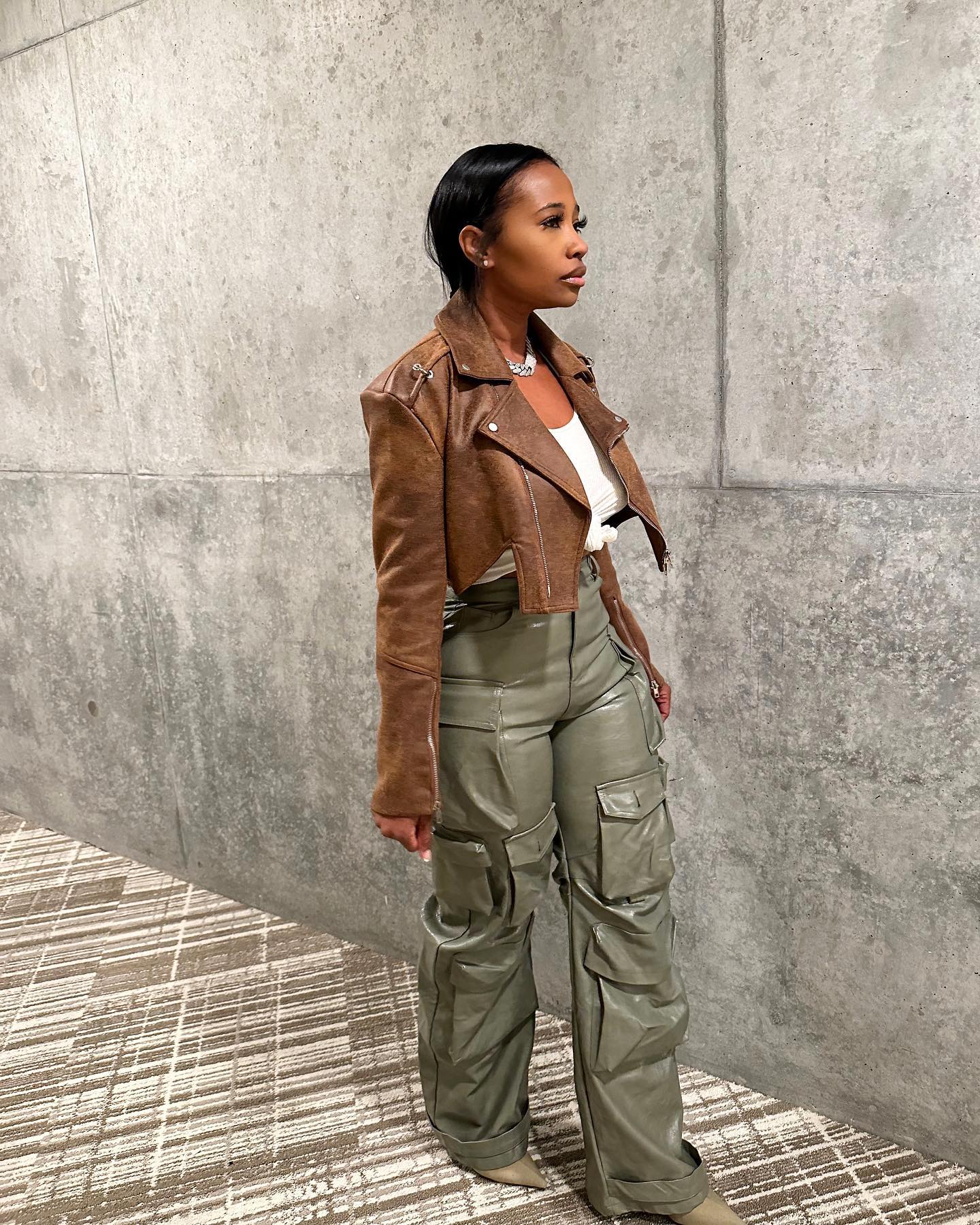 Faux Leather Cropped Moto Jacket – HB Studios