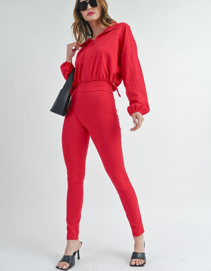 Fitted Zip Up 2 Piece Legging Set