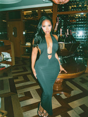 Deep V Halter Dress