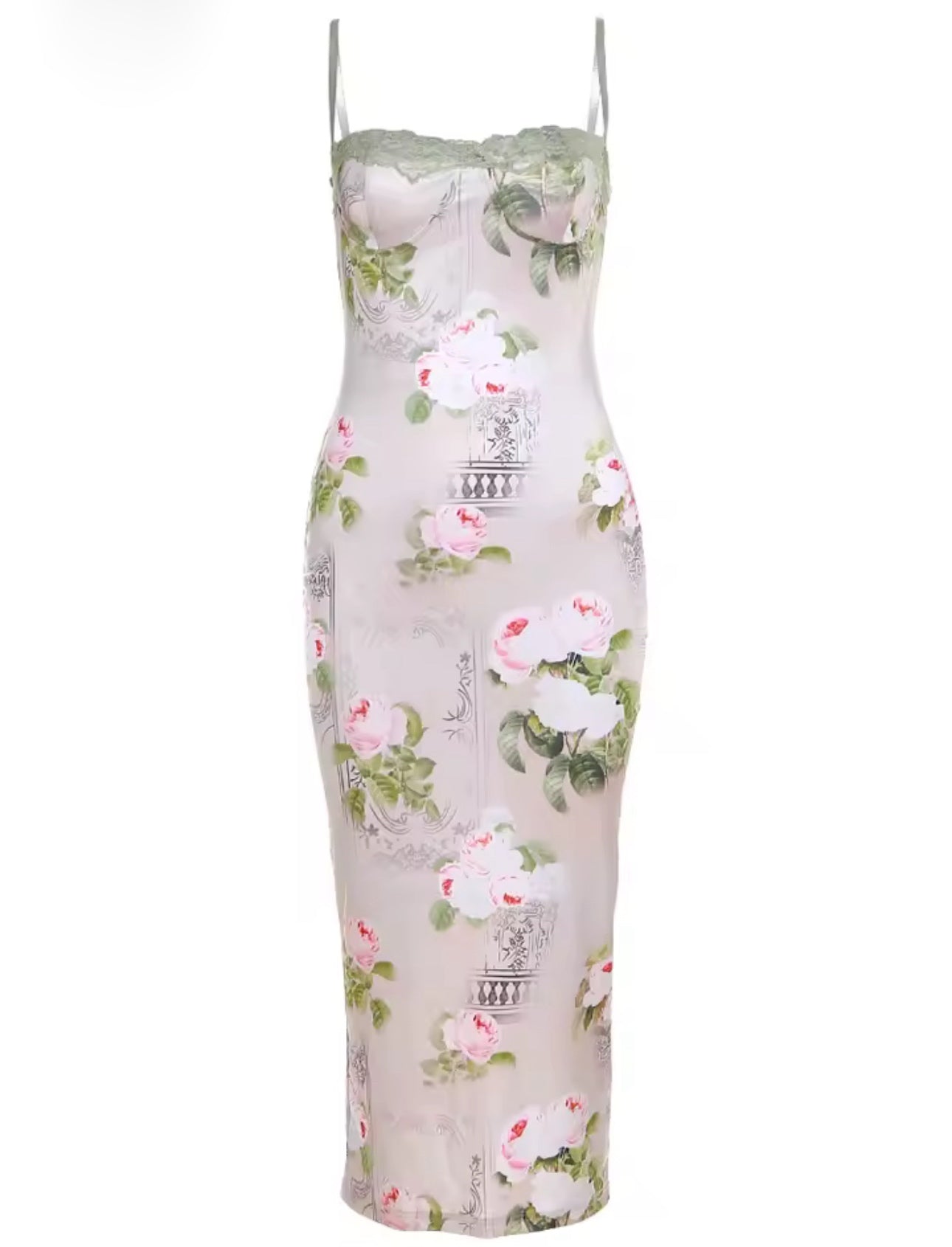 Sage Floral Corset Dress