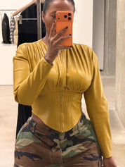 Chartreuse Faux Leather Jacket