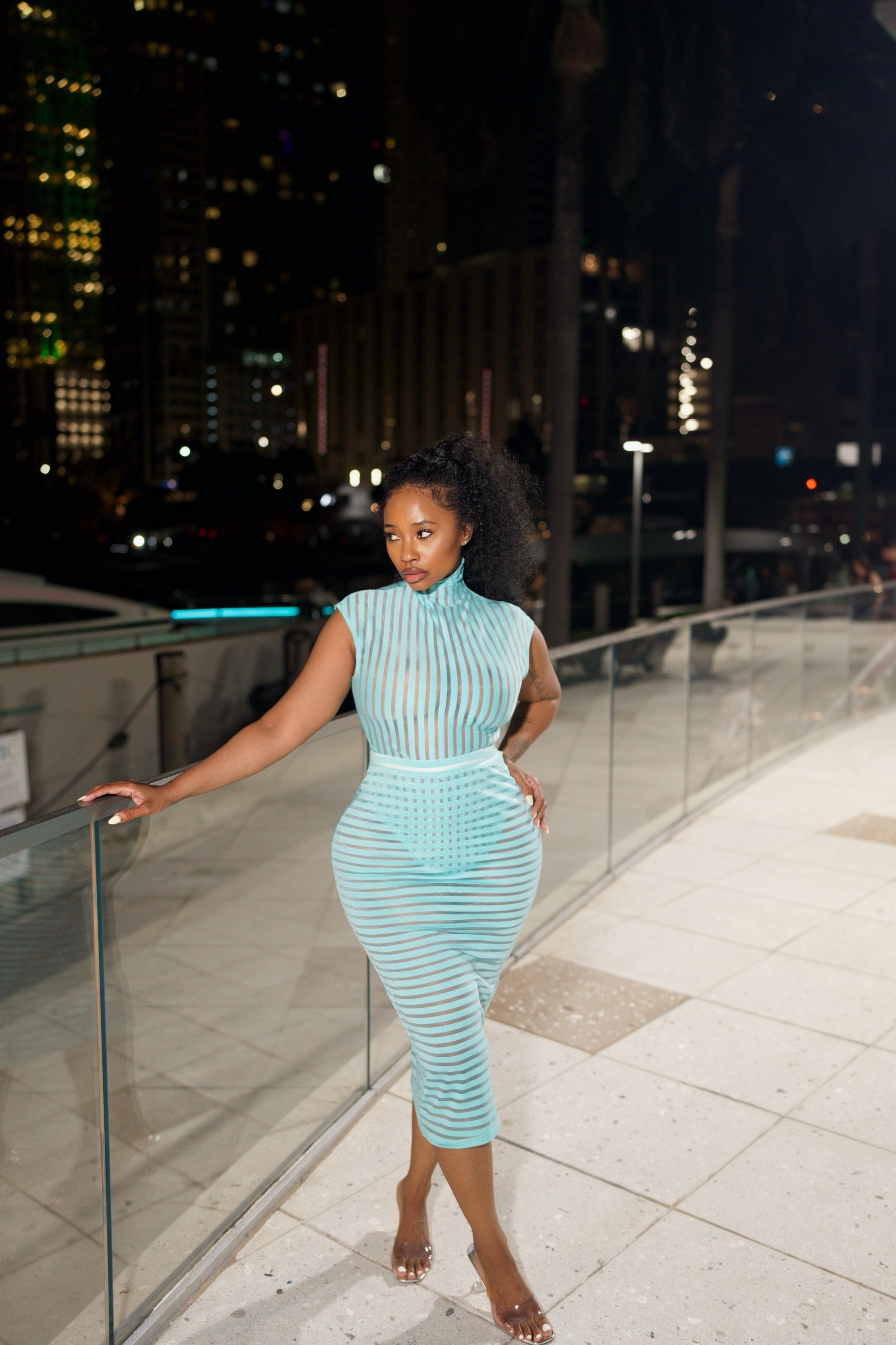Aqua See Through Two-Piece Set
