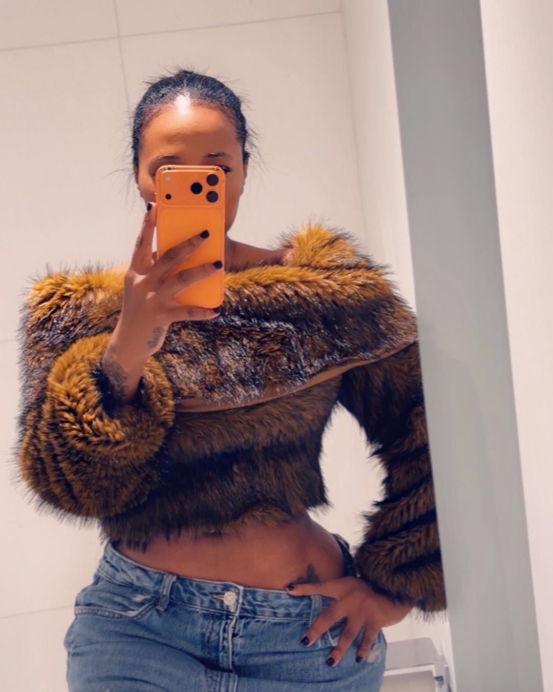 Faux Fur Off The Shoulder Top