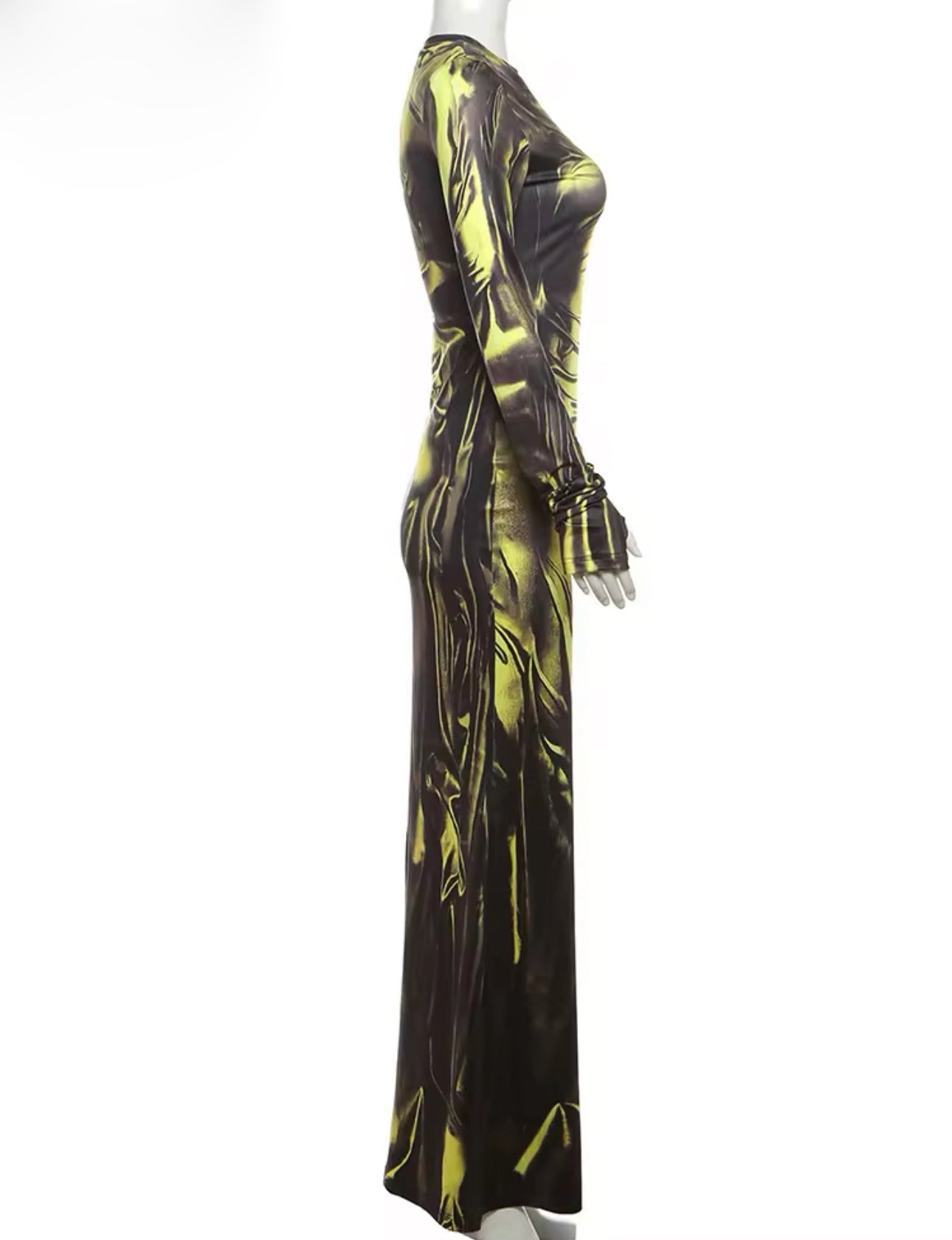 Lime 3D Print Maxi Dress