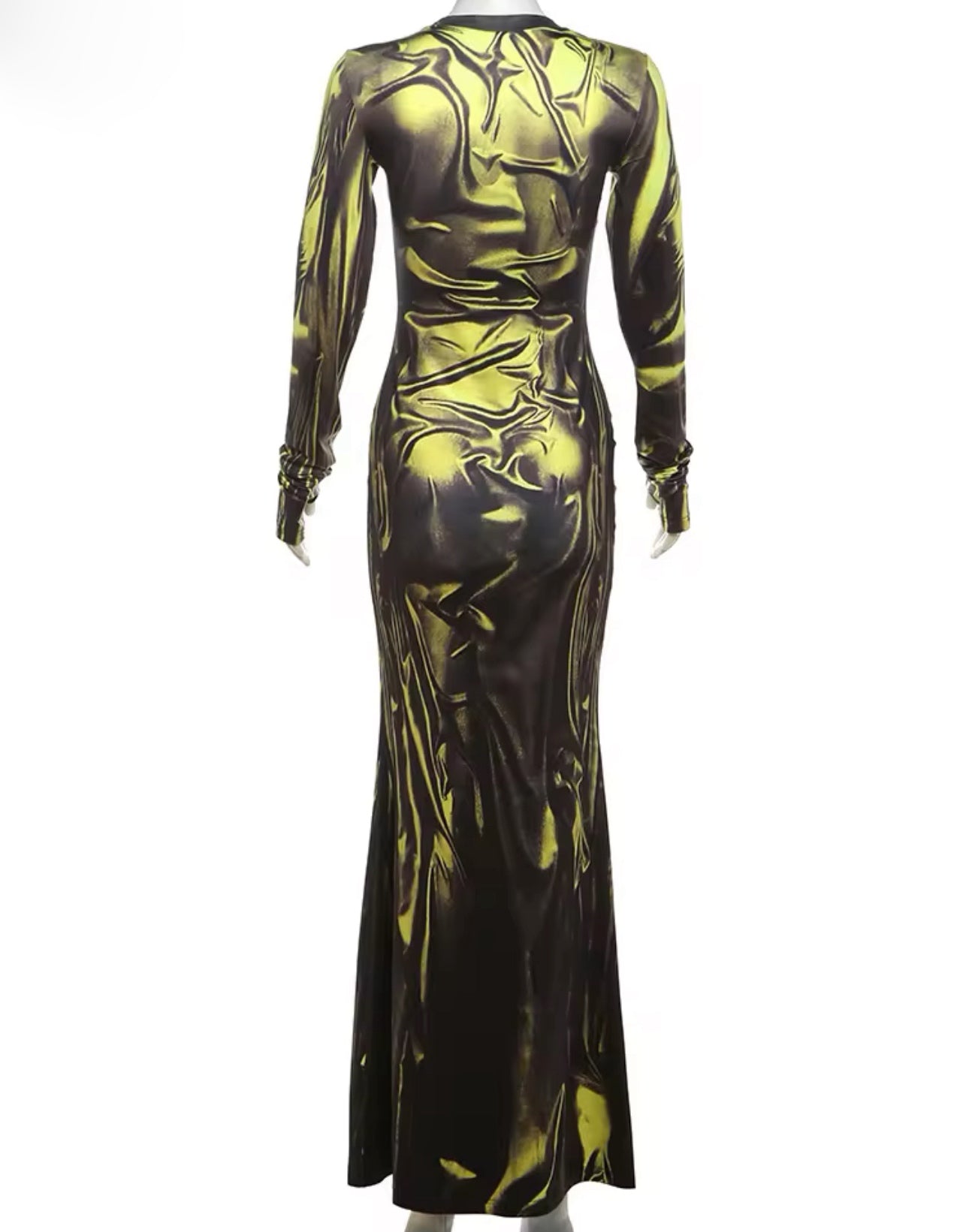 Lime 3D Print Maxi Dress