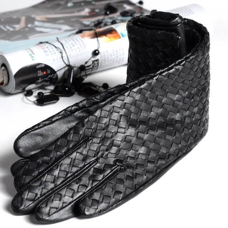 Siena Leather Plaid Midi Gloves