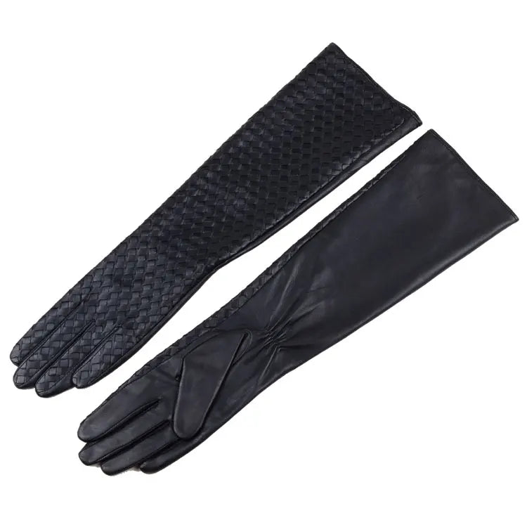 Siena Leather Plaid Midi Gloves