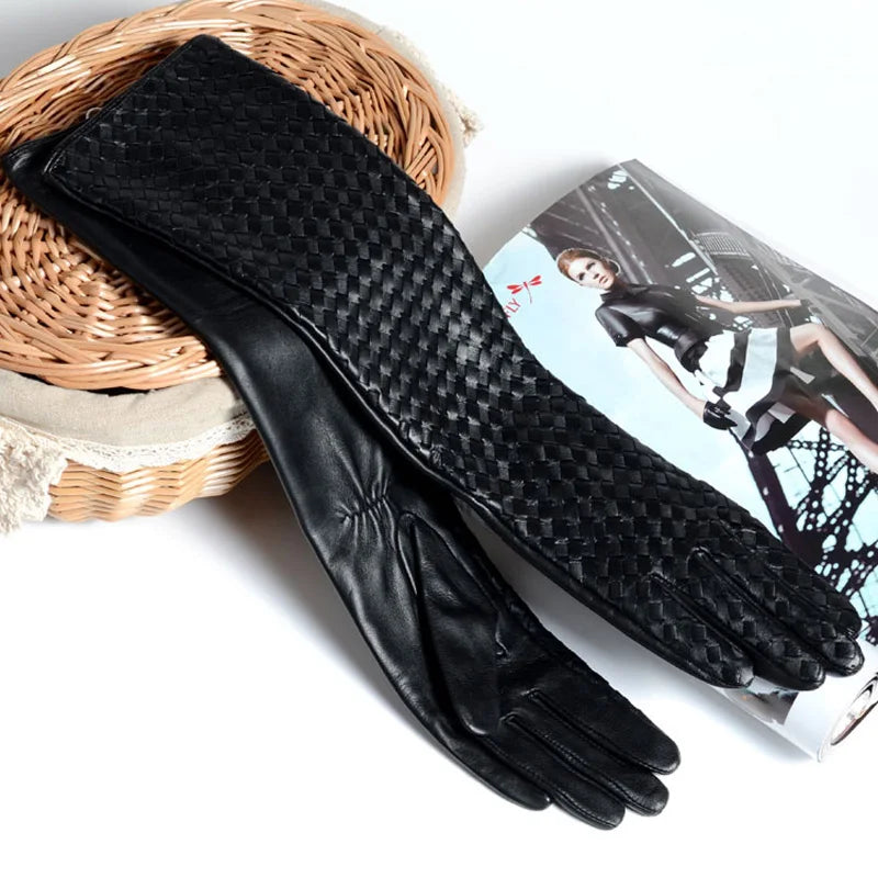 Siena Leather Plaid Midi Gloves