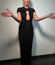 Ruched O Neck Dress