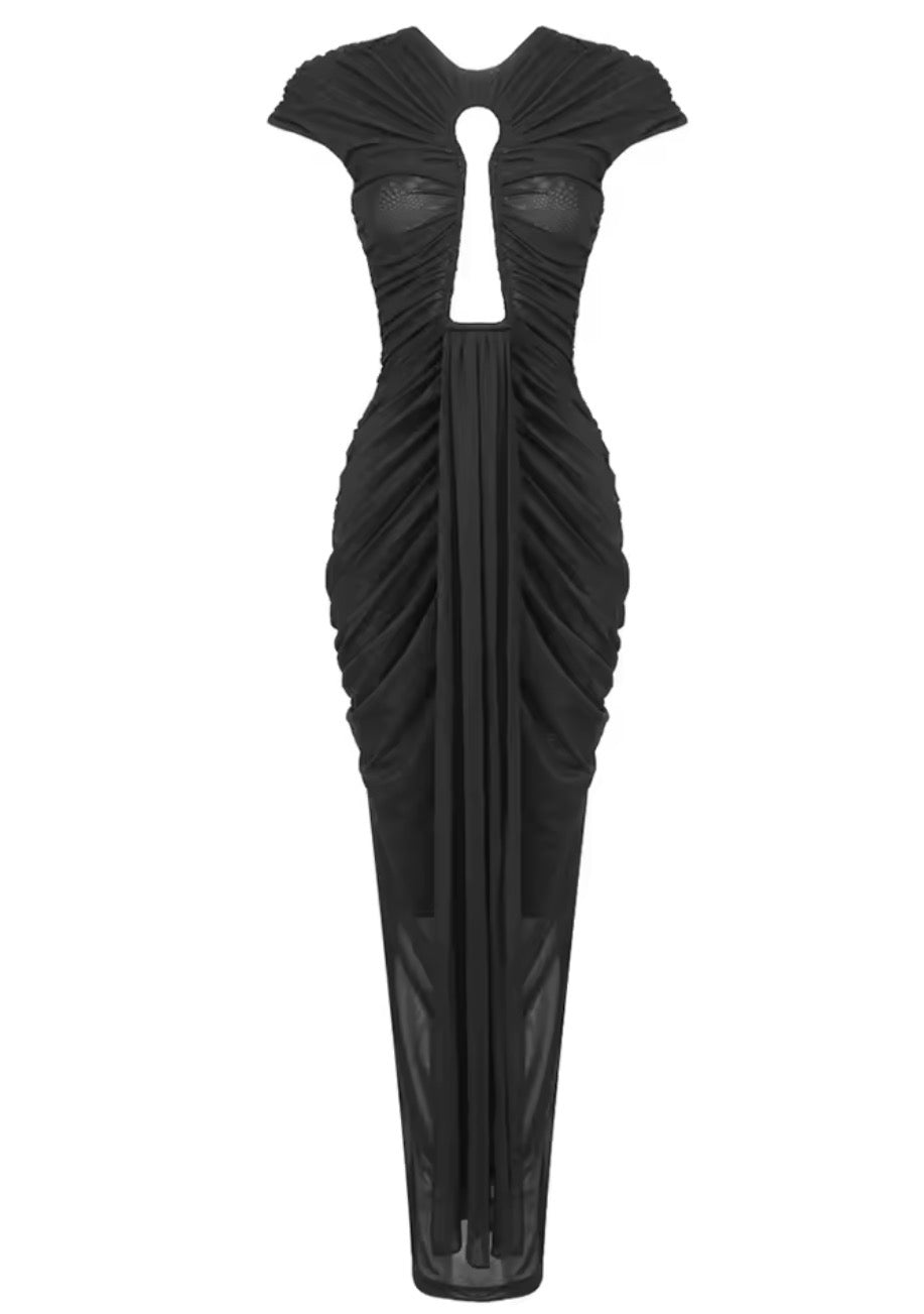 Ruched O Neck Dress
