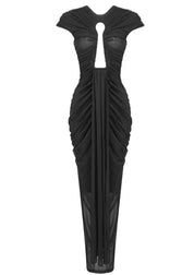 Ruched O Neck Dress