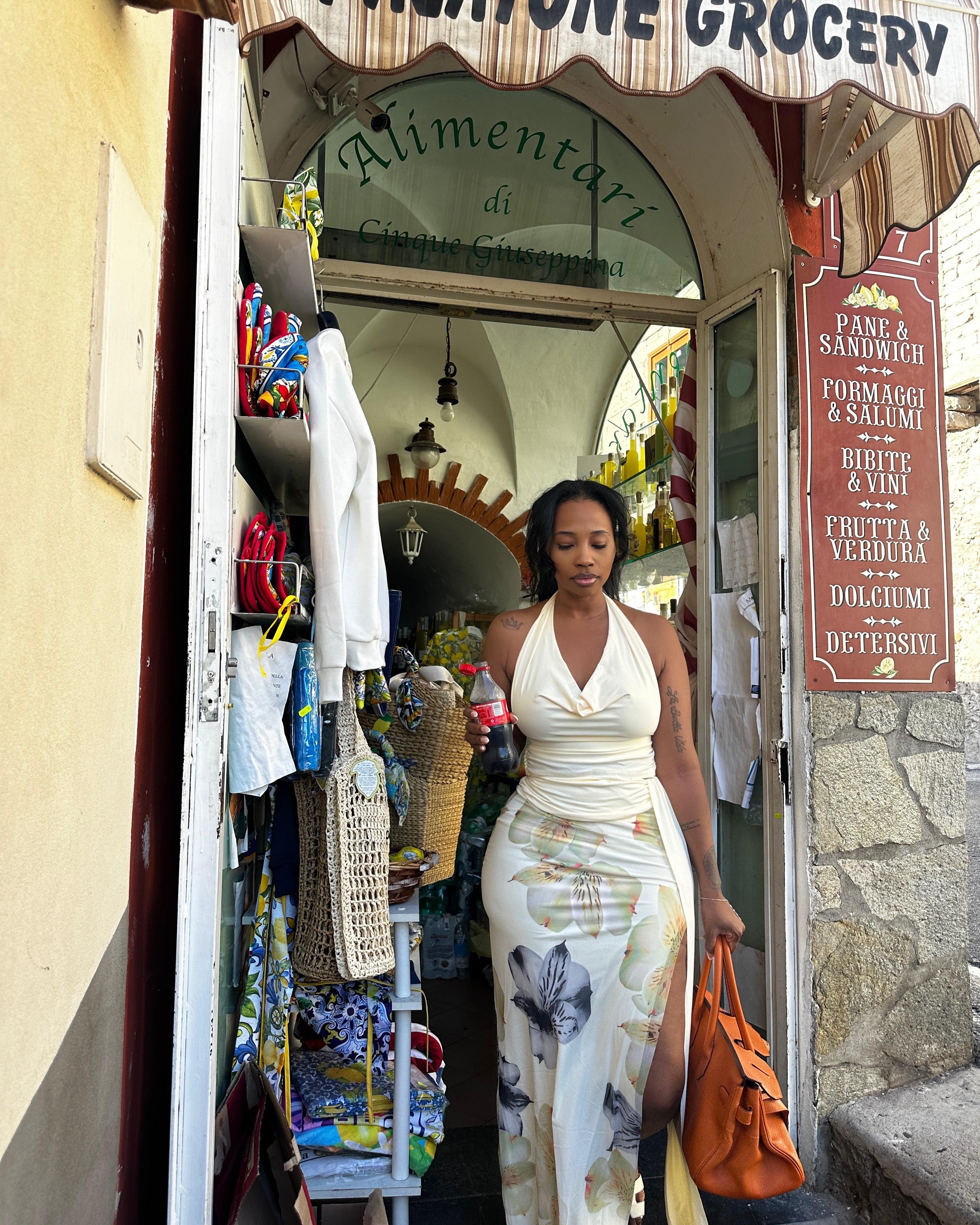 Butter Yellow Floral Skirt Set