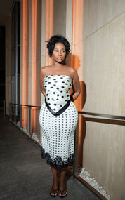 Polka Dot Lace Embroidered Midi Skirt