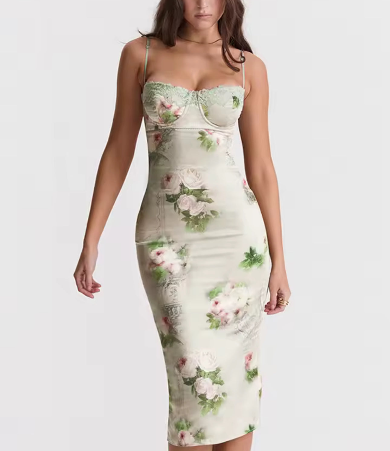 Sage Floral Corset Dress