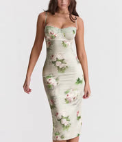 Sage Floral Corset Dress
