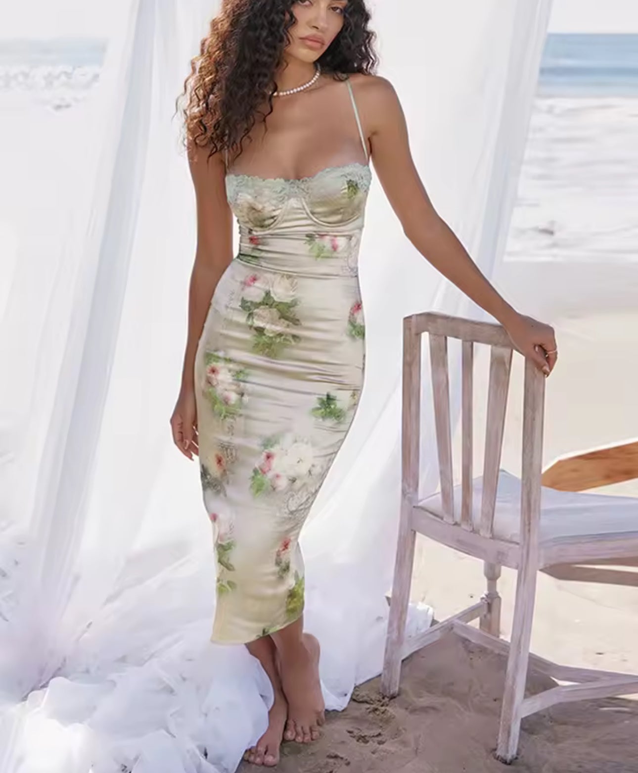 Sage Floral Corset Dress