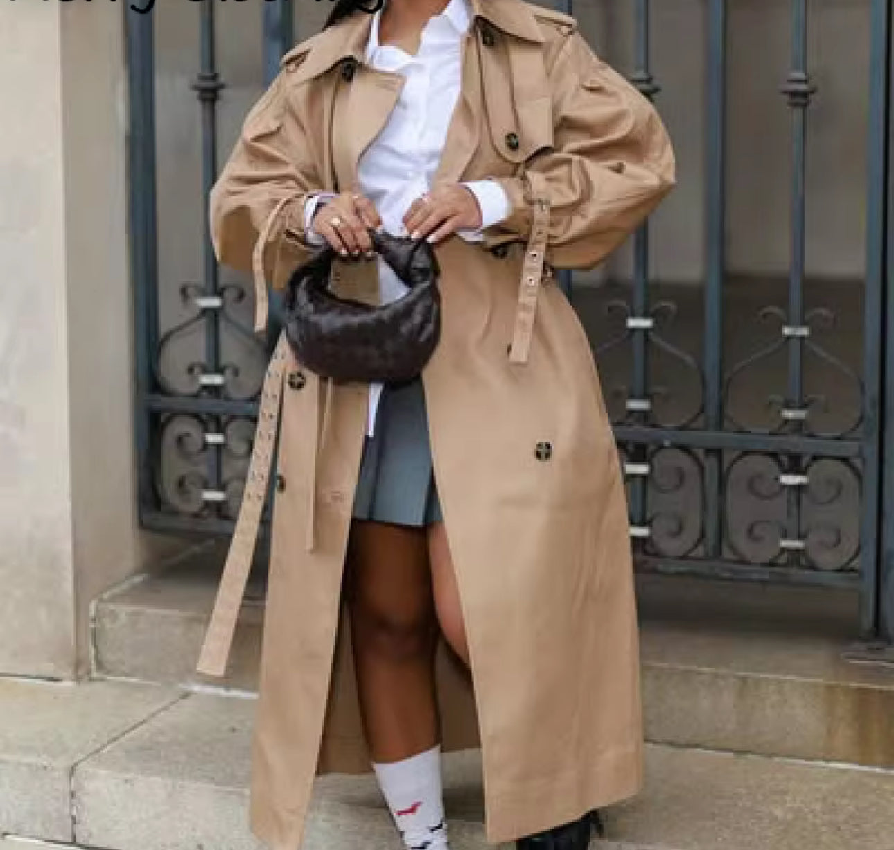 Khaki Double Breasted Trench Coat