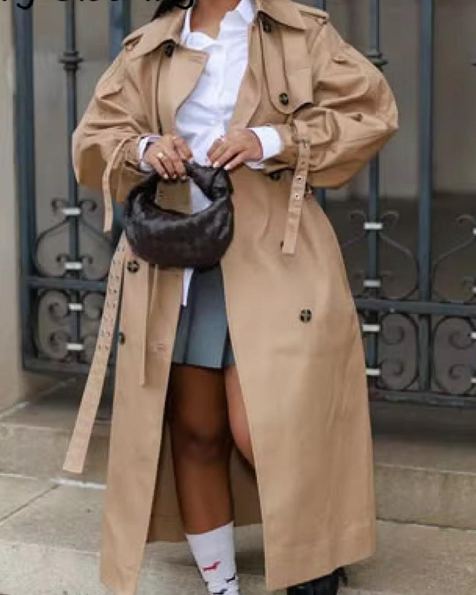 Khaki Double Breasted Trench Coat