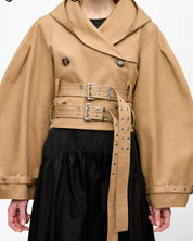Double Buckle Cropped Trench Coat