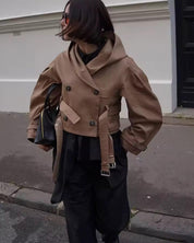 Double Buckle Cropped Trench Coat