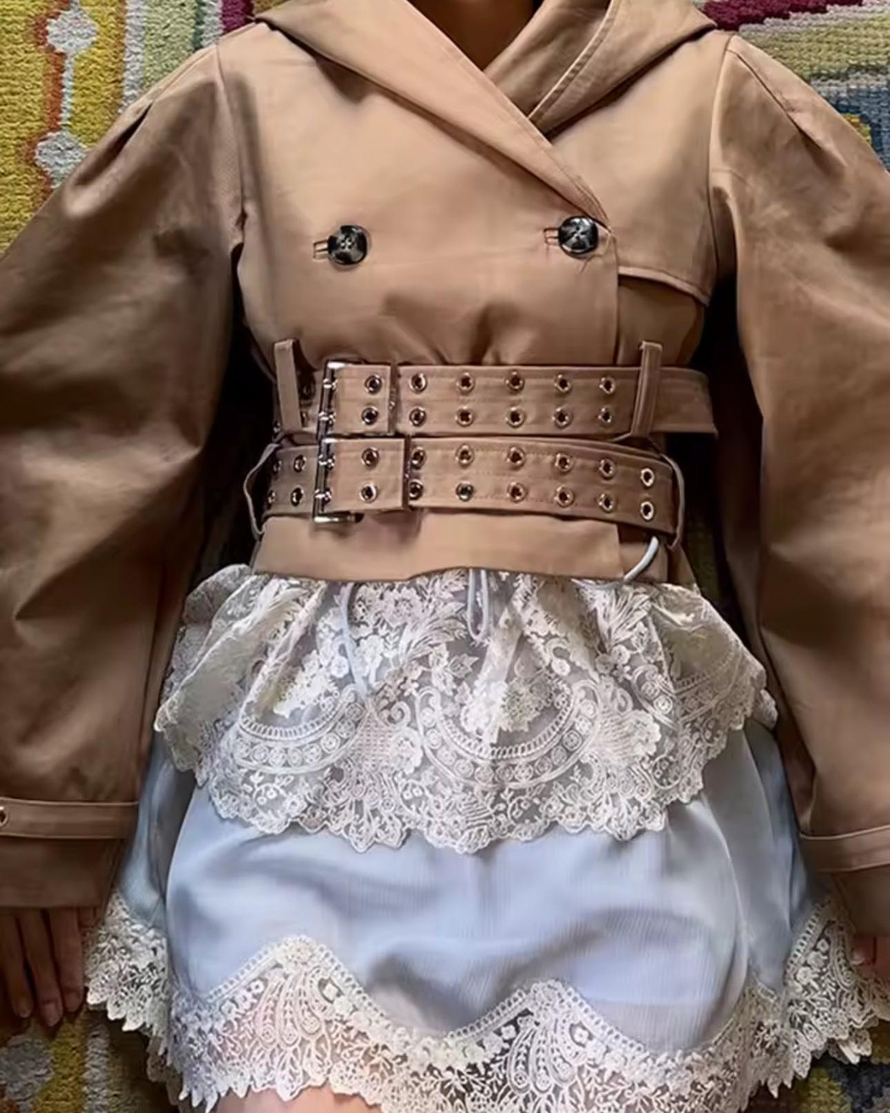 Double Buckle Cropped Trench Coat