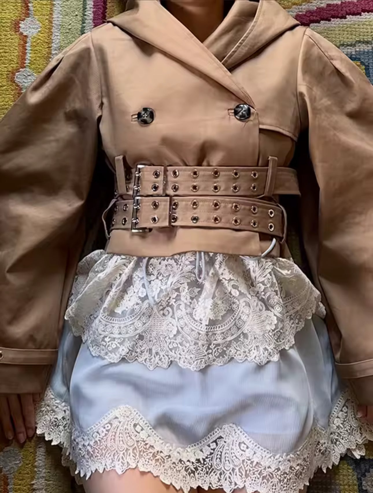 Double Buckle Cropped Trench Coat