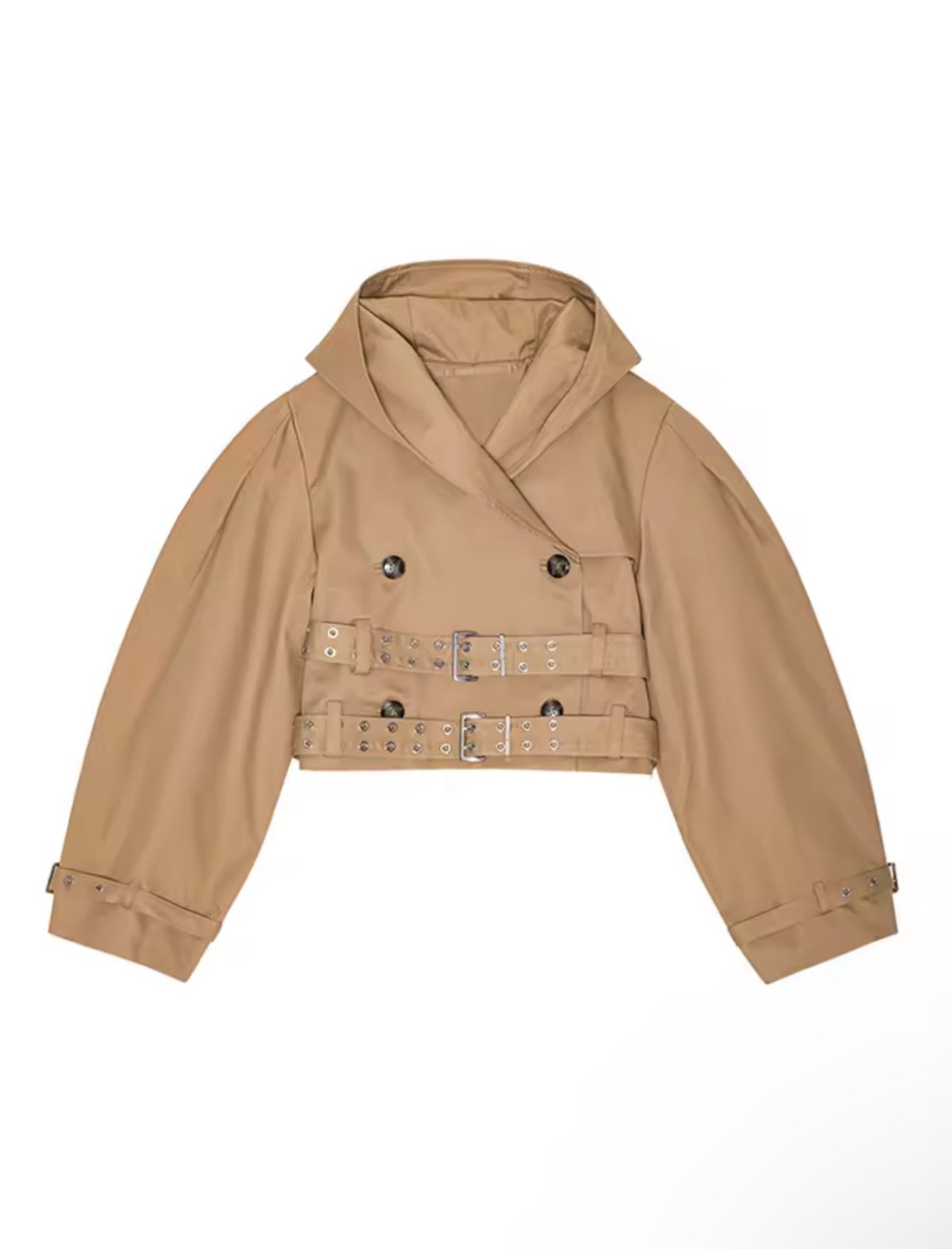 Double Buckle Cropped Trench Coat