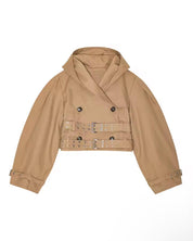 Double Buckle Cropped Trench Coat
