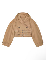 Double Buckle Cropped Trench Coat