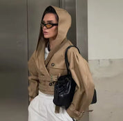 Double Buckle Cropped Trench Coat