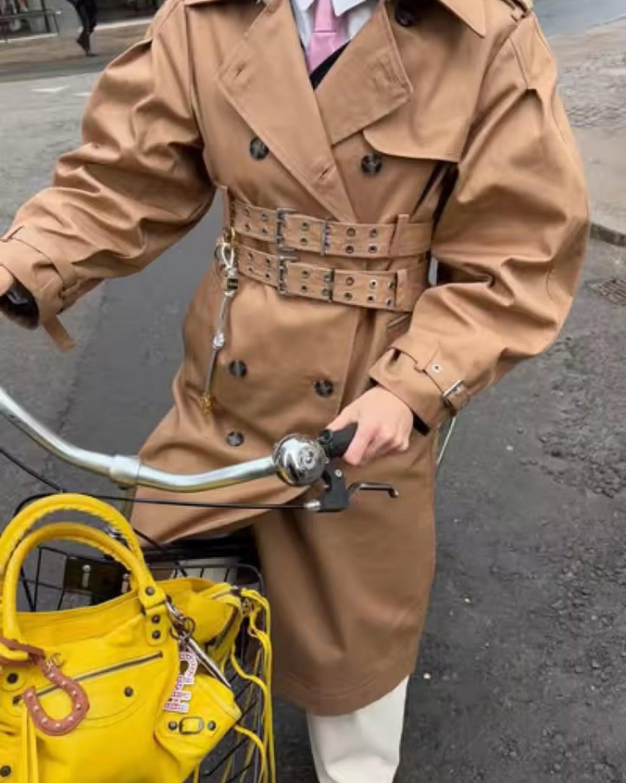 Khaki Double Breasted Trench Coat