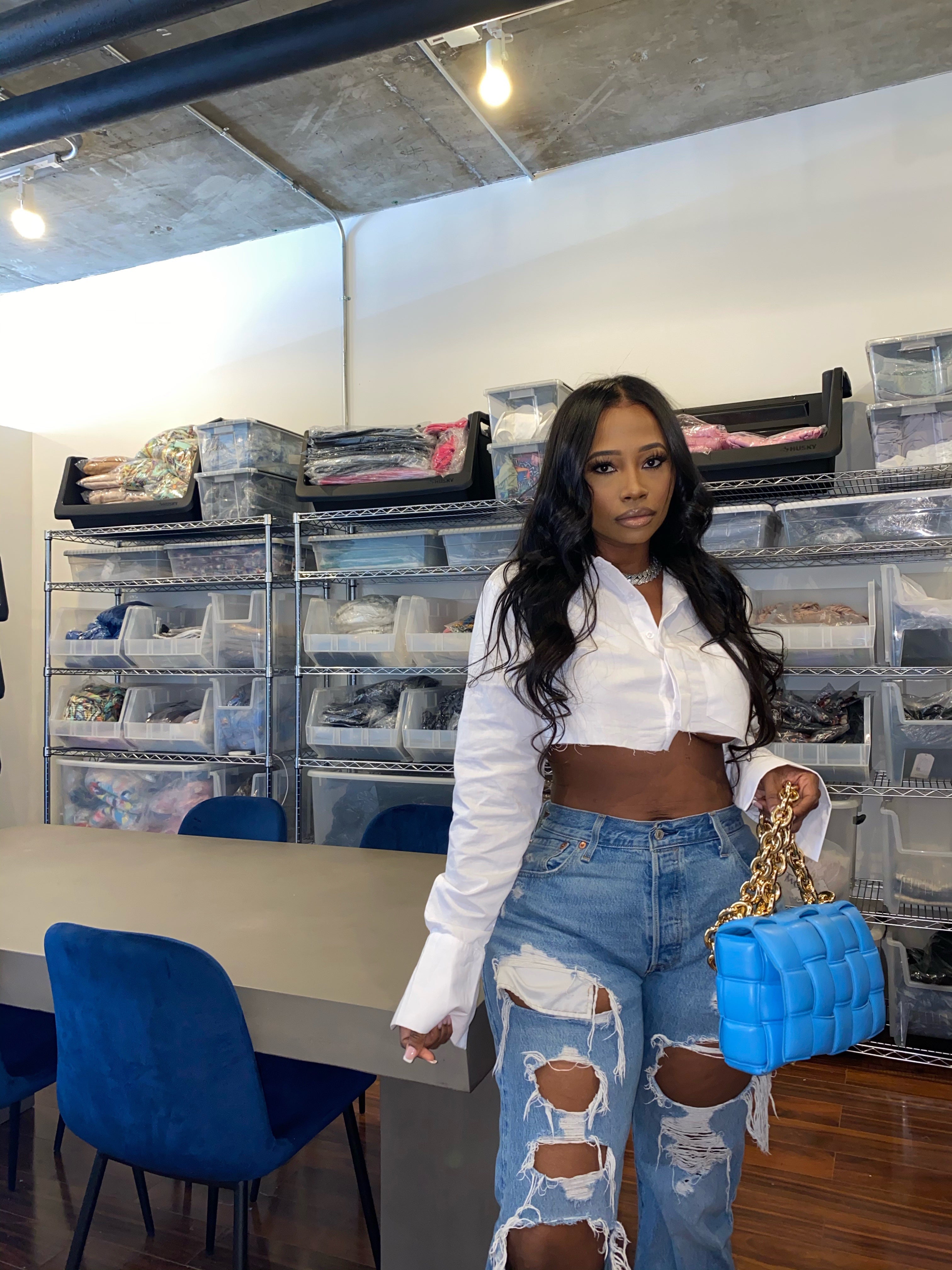 White Collar Crop Top