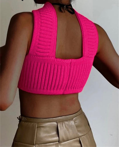Knitted Reverse Halter Top