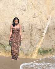 Leopard Mesh Maxi Dress