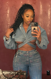 Denim Wrap Top