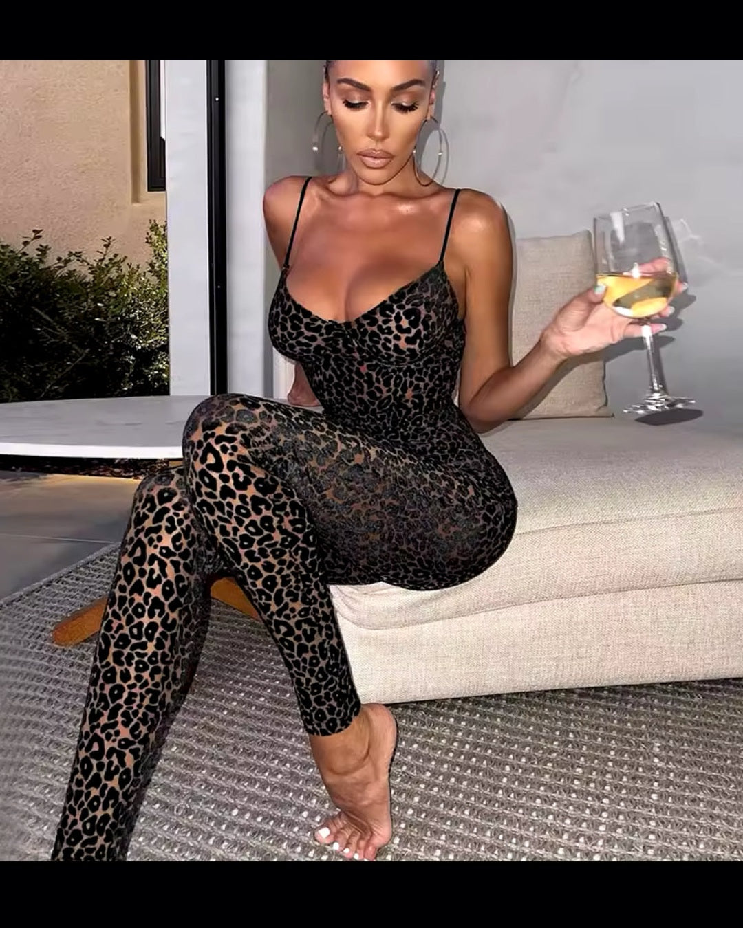 Leopard Mesh Jumpsuit