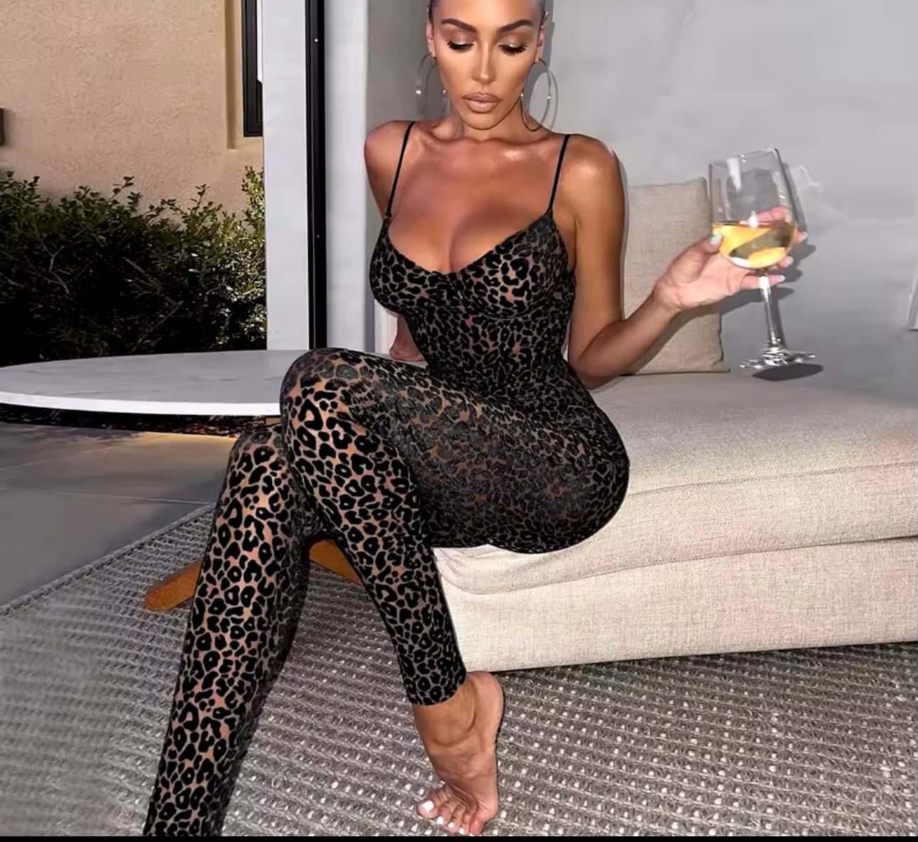 Leopard Mesh Jumpsuit