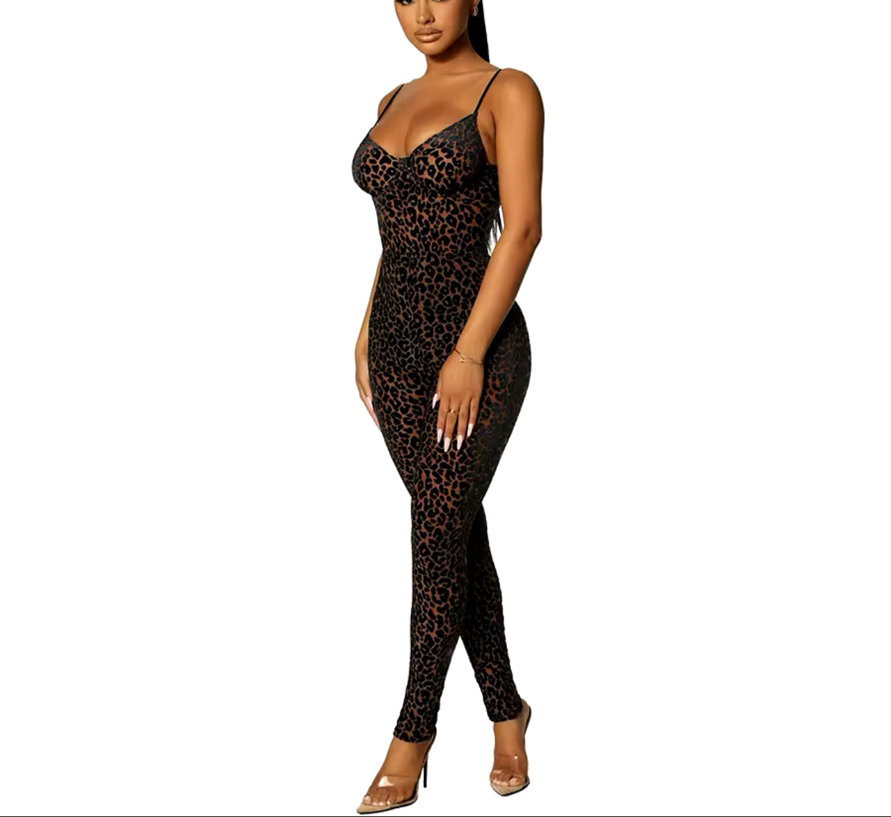 Leopard Mesh Jumpsuit