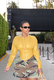 Chartreuse Faux Leather Jacket