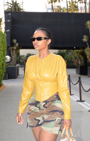 Chartreuse Faux Leather Jacket