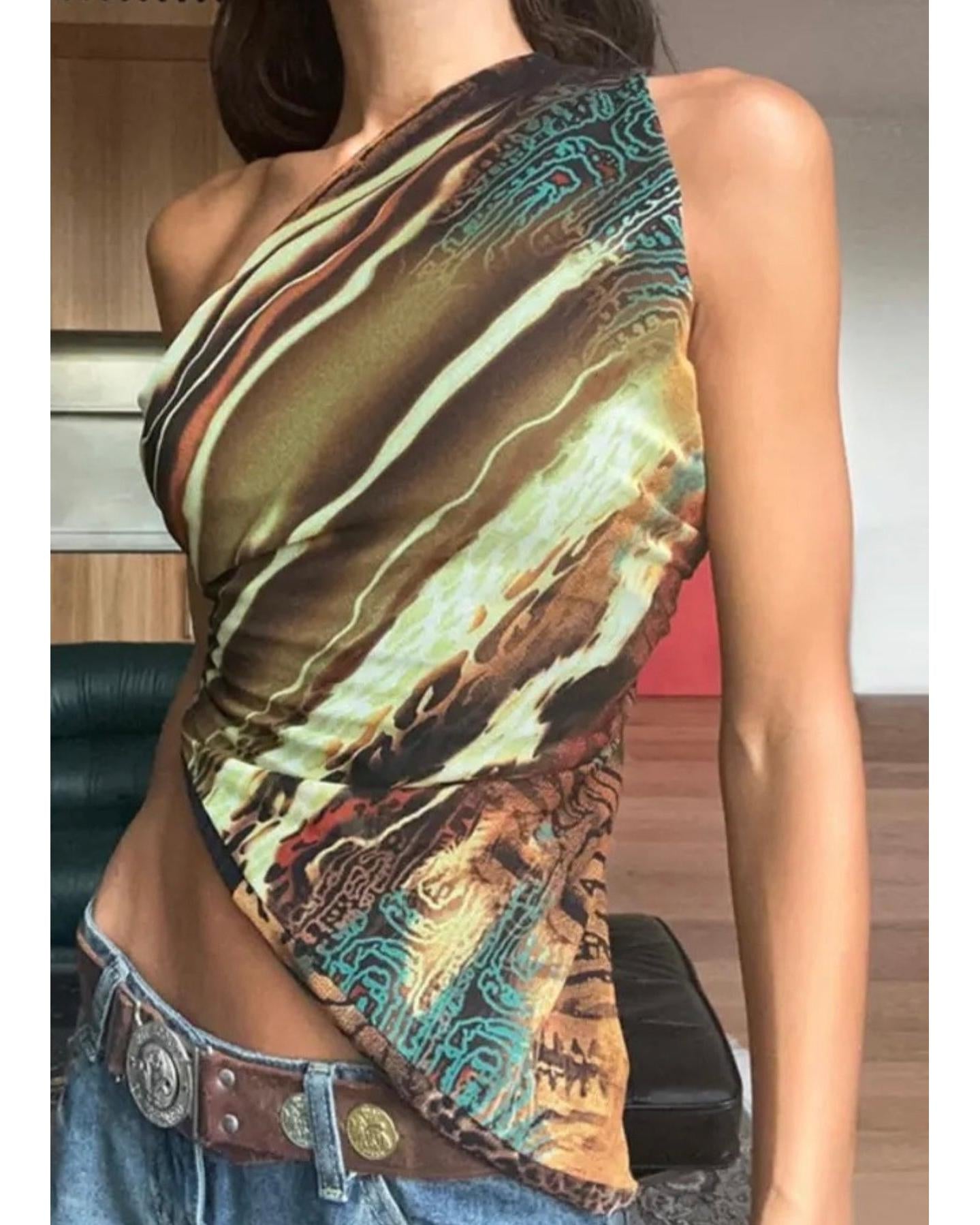 Mint Swirl Asymmetric Top