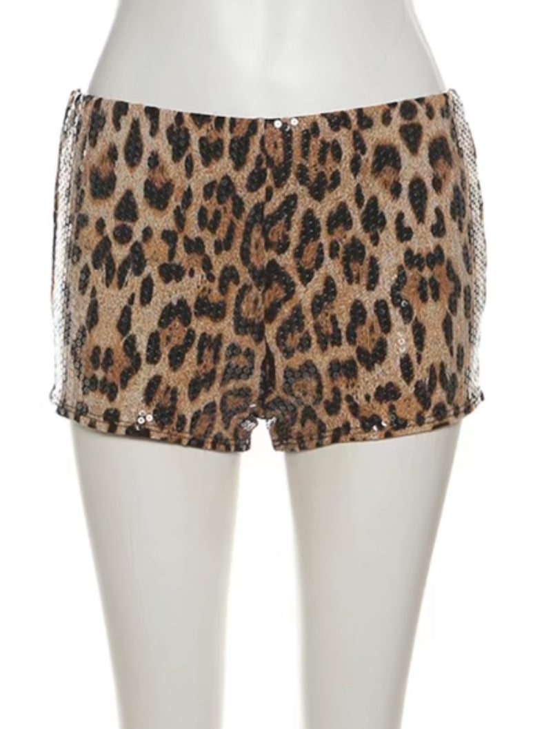 Leopard Sequins Shorts