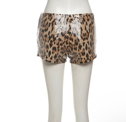 Leopard Sequins Shorts