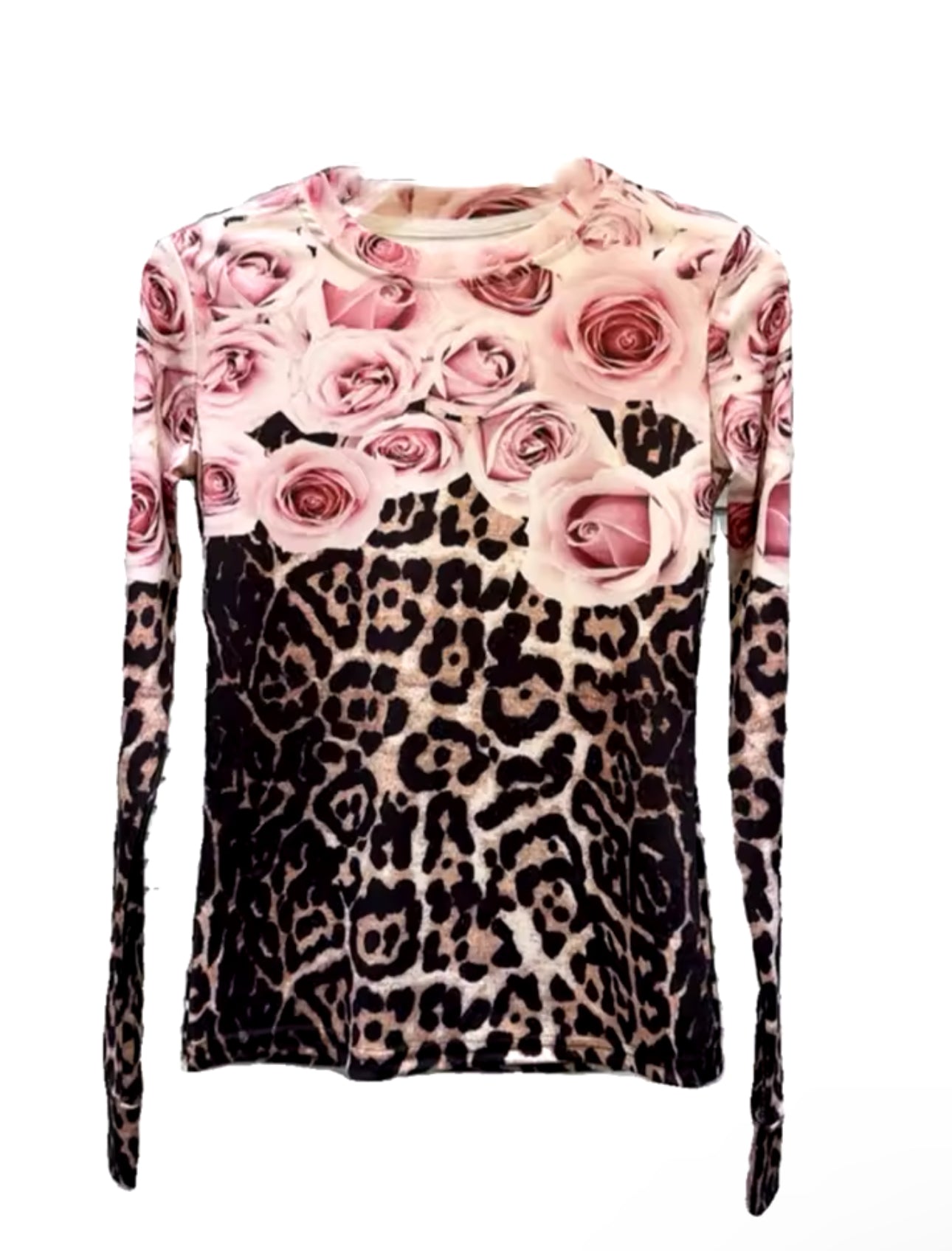 Baby Pink Leopard Round Collar Top