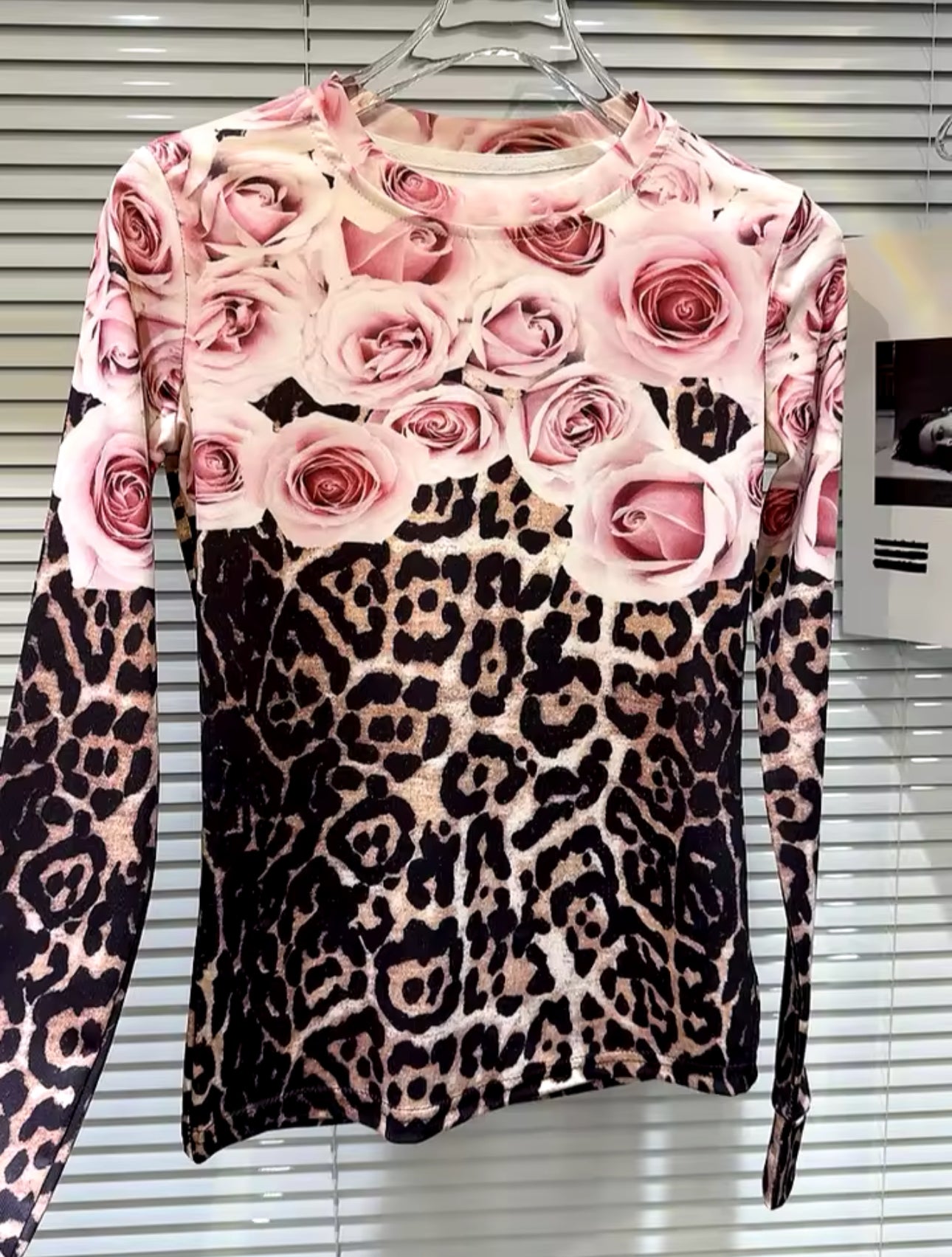 Baby Pink Leopard Round Collar Top